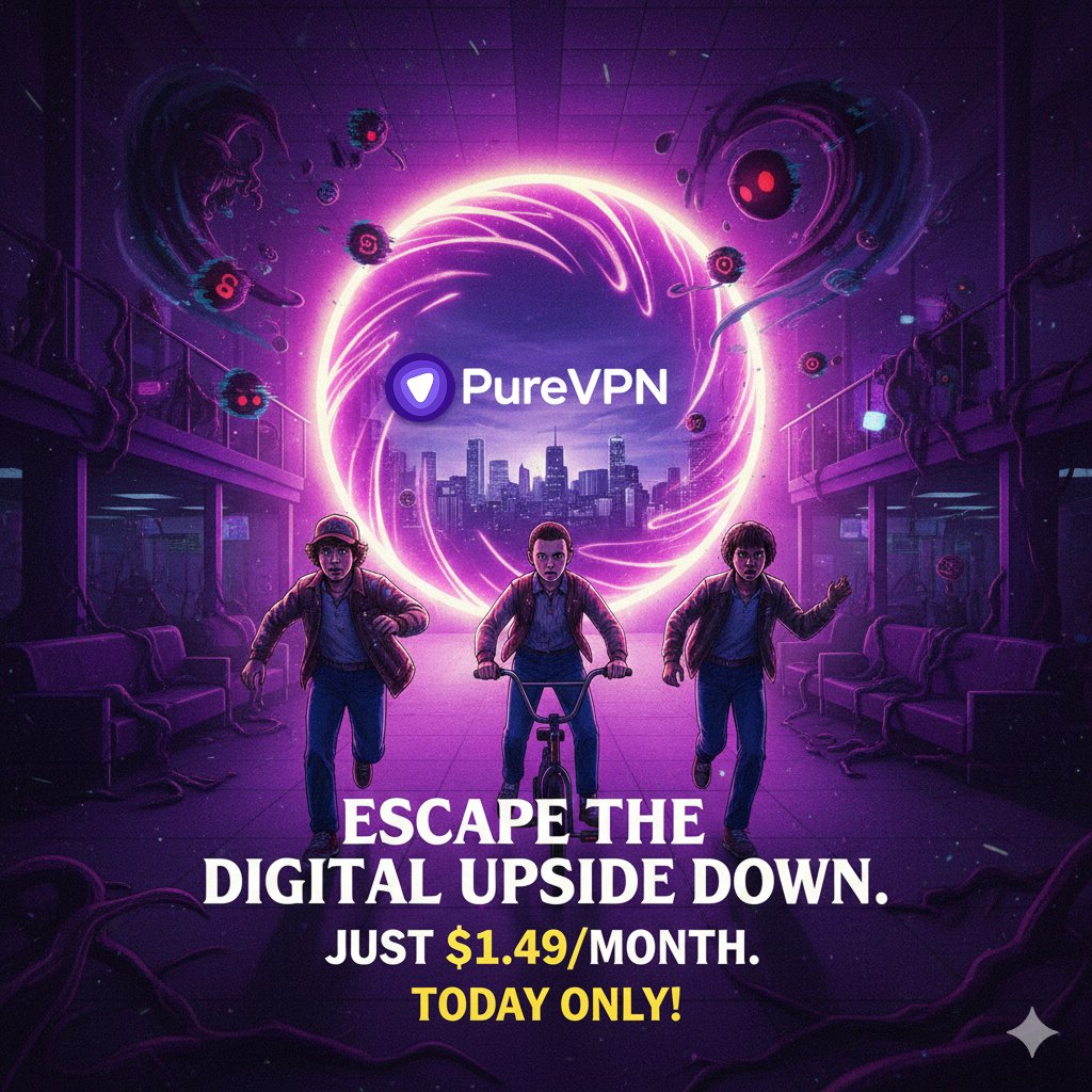 Stranger Things Season 5 is out. Don’t let your connection be the thing that pulls you into the Upside Down. 😵‍💫🕳️
Stay fast and stable with PureVPN — just $1.49/month today. 

#StrangerThings #PureVPN #BlackFridayDeals #BlackFriday2025