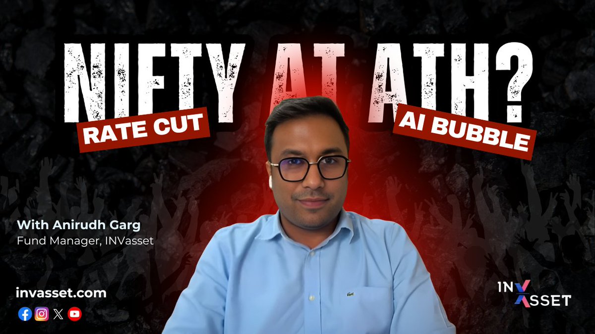 garganirudh's tweet image. youtu.be/9PUzt8-6t-A

I recently shared my thoughts with @moneycontrolcom  on the current market sentiment, and how AI and rate cuts will influence India’s economy in the coming months.

Key takeaways:
-Nifty at all-time highs, but lack of momentum in small and mid-caps is…