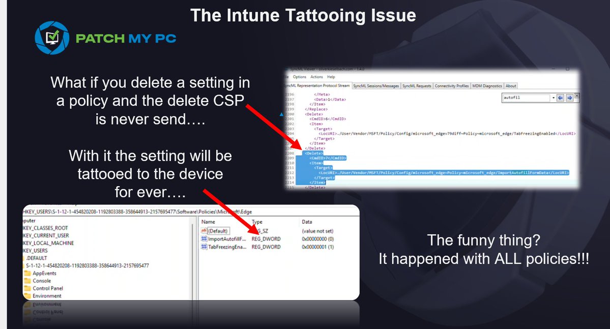 Mister_MDM's tweet image. The Intune Tattooing Issue

What would you do if every single policy in your tenant stayed tattooed on every device… long after you deleted it? Settings gone in the portal. Assignments removed.

Yet the devices keep enforcing everything as if nothing ever changed.

And the…
