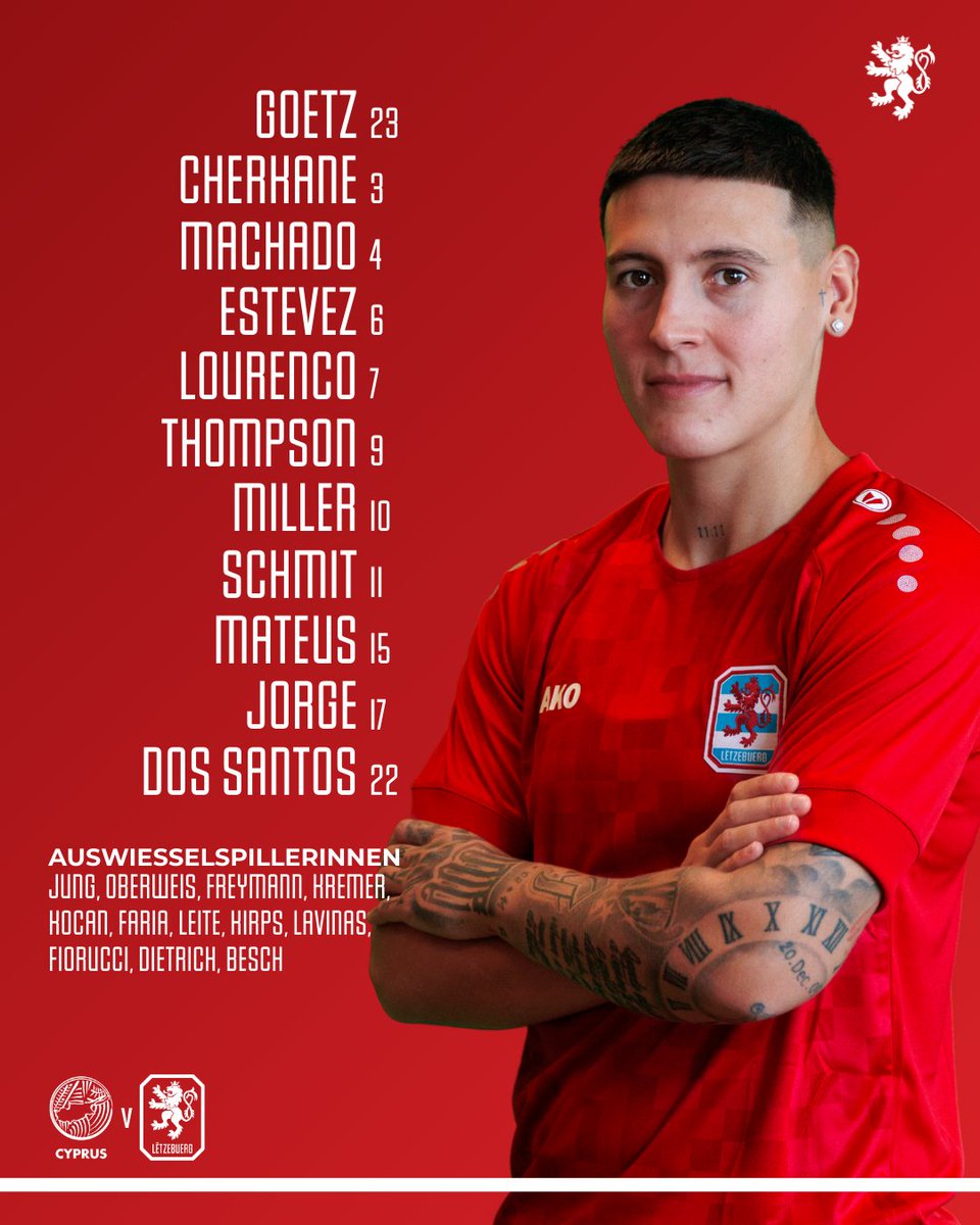 TEAM NEWS📋🔴🦁

#RoudeLéiwHuelSe #RoutLéiwinnen #CYPLUX