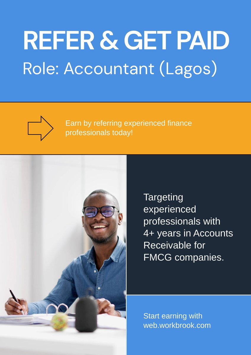 workbrookhq's tweet image. Lagos Accountants Needed!

Know an expert in Receivables?

Sign up at web.workbrook.com to get your unique referral link. Share it, and earn cash when they get hired! 

#LagosConnect #SideHustle #Accounting