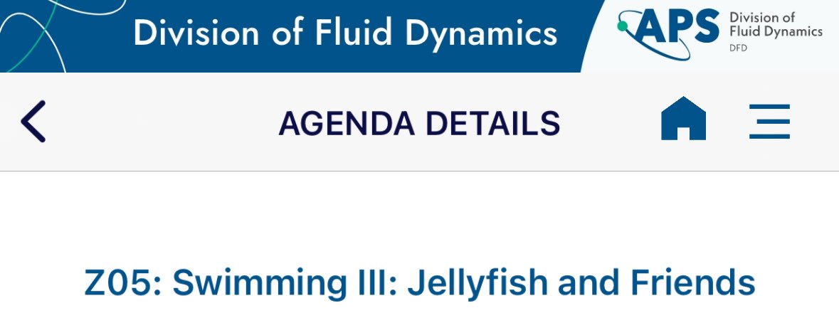 アメリカ物理学会では、流体力学の幅広さを改めて実感。私のような数理好きもいれば、しずくの形、血管内の流れ、大気海洋宇宙スケールの流れなど対象は多岐に渡る。
今回イチオシのセッション名は「遊泳IIIクラゲとその仲間たち🪼」
それらが一つの方程式を土台に記述できることは、やっぱりすごい。