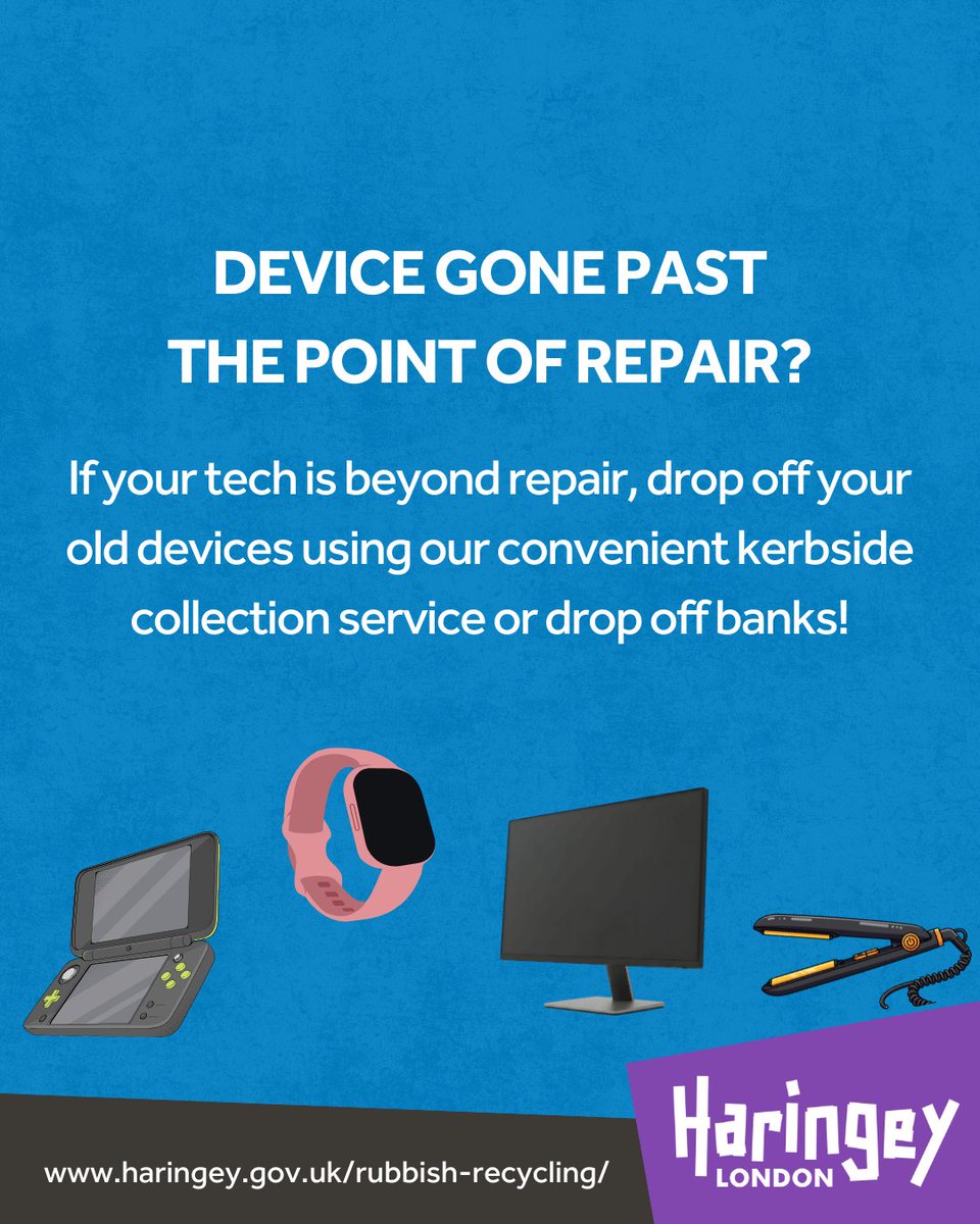 haringeycouncil's tweet image. Want to save £££ this Black Friday?

Our Repair Vouchers give 50% off repairs for small electronics.

If your tech can’t be fixed, dispose of it properly using our collection options 📍

Repair vouchers📲 bit.ly/4qcmu11

Old electronics disposal👉 bit.ly/4ok9FzG