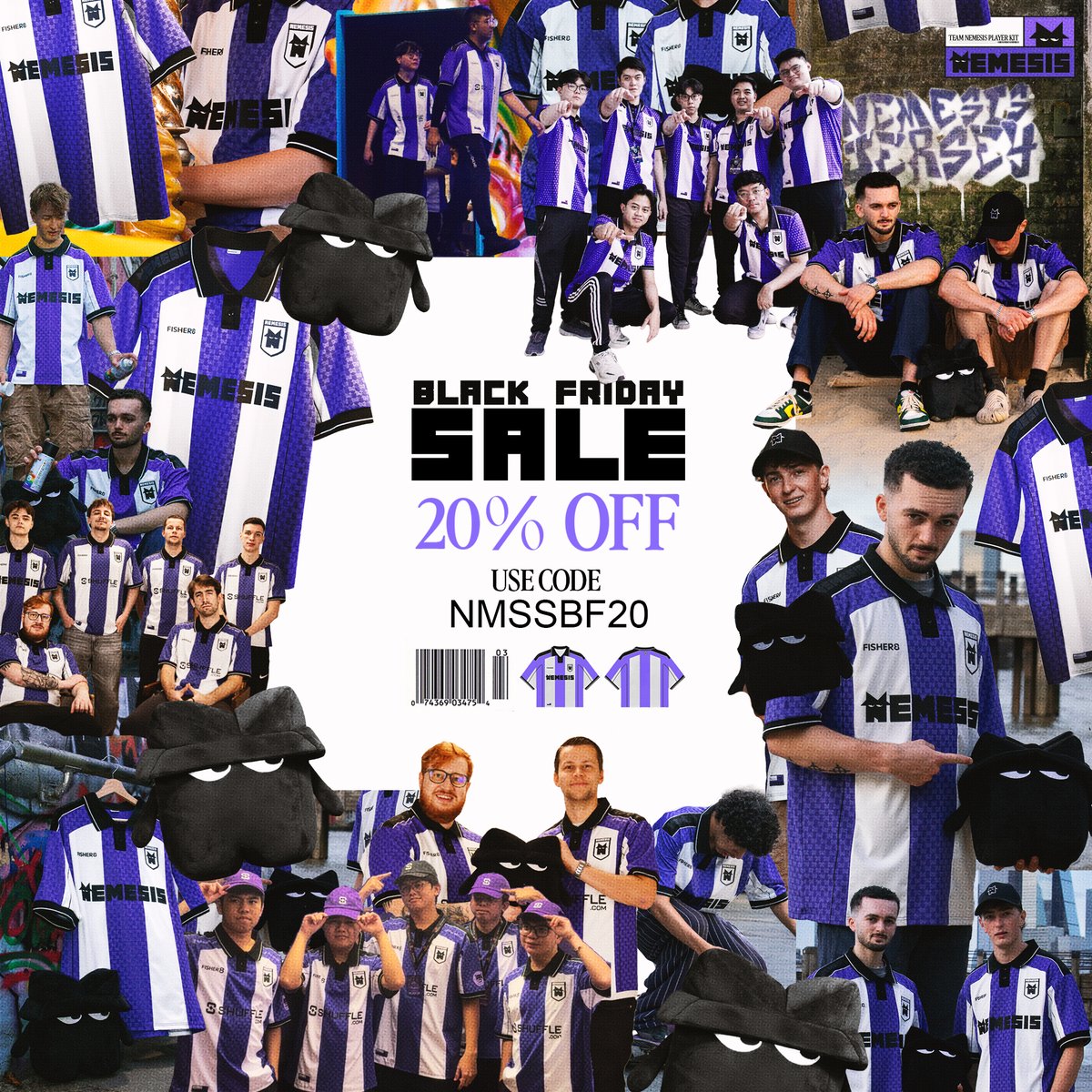 nmss_gg's tweet image. 🚨  BLACK FRIDAY SALE IS HERE! 

Whether you want the best esports jersey, the Nem plushie, or both, it’s all 20% off with code NMSSBF20!

Promo runs from 28 Nov til 3 Dec 🗓️

#WeAreNem