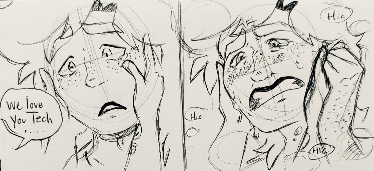 main thing that's keeping me going is drawing Tech sad 💔