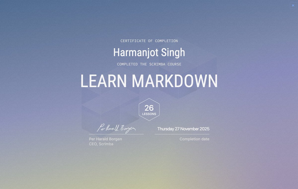 codeharmann's tweet image. Day 139 of coding

Today, I spent the entire day on @scrimba and completed three certifications:

- Learn CSS Grid
- Learn Markdown
- Frontend Interview Tips

I also finished the Essential CSS module from the Frontend Path. This achievement brings my total to 19 certifications…
