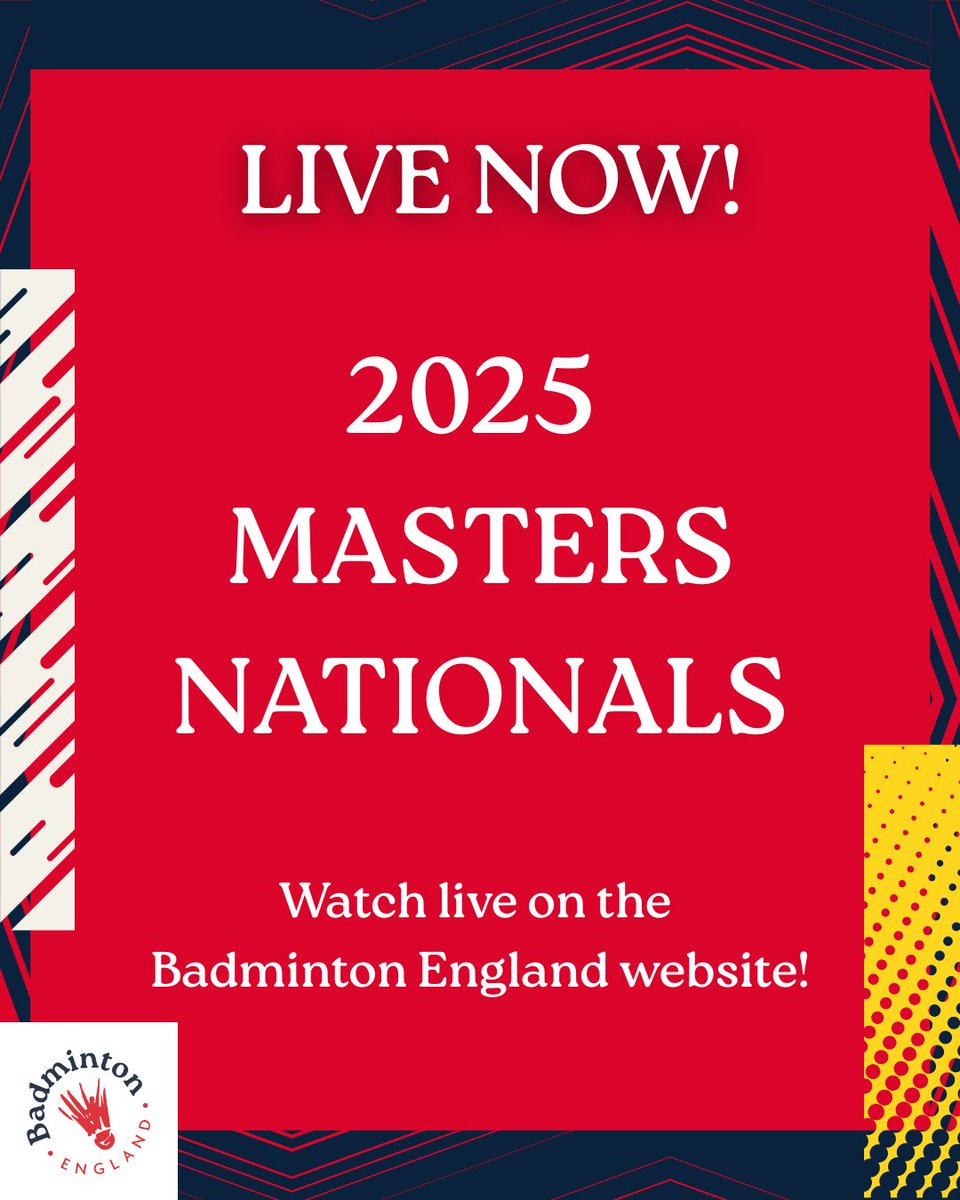 BadmintonEnglnd's tweet image. WATCH LIVE! 🔥

The 2025 Masters Nationals are LIVE on the official Badminton England website!

#BE #Masters