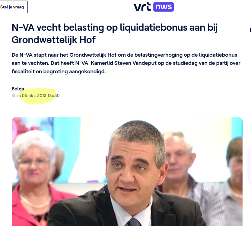 Toen Di Rupo de liquidatiebelasting verhoogde van 10 naar 15%, stuurde de NVA een brief naar de #ondernemers in dit land met de belofte die #belastingverhoging met alle mogelijke middelen te bestrijden. Nu is de #NVA aan de macht en verhogen ze die belasting zelf naar 18%.