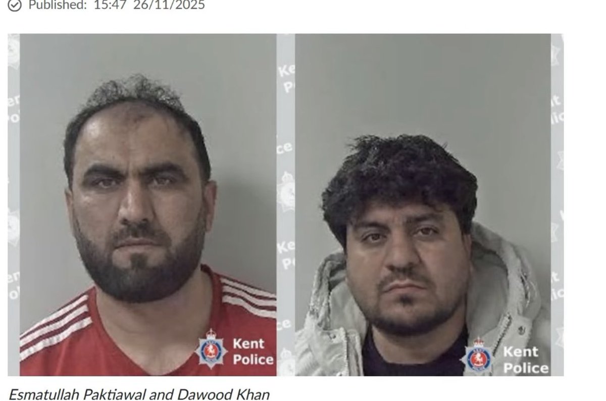 Mentalfitmedia's tweet image. Two Afghan illegal migrants have been jailed for a combined total of 40 years after brutally assaulting   a man with a axe in his car on the A2 in Kent. 

The man thankfully survived but his injury’s are life changing. 

#RemigrationNow