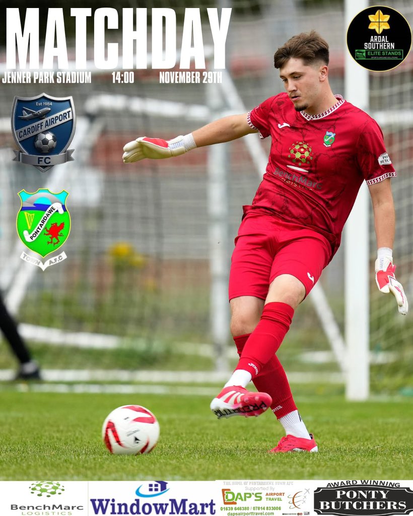 ITS FRIDAY!!

Which means one thing it’s match day tomorrow. We make the trip up the m4 to play Cardiff Airport in what promises to be a tough encounter. ⚽️

The boys are looking to continue their run in the league in the lead up to the new year 👊🏻

PONTY AND PROUD 🖤🤍