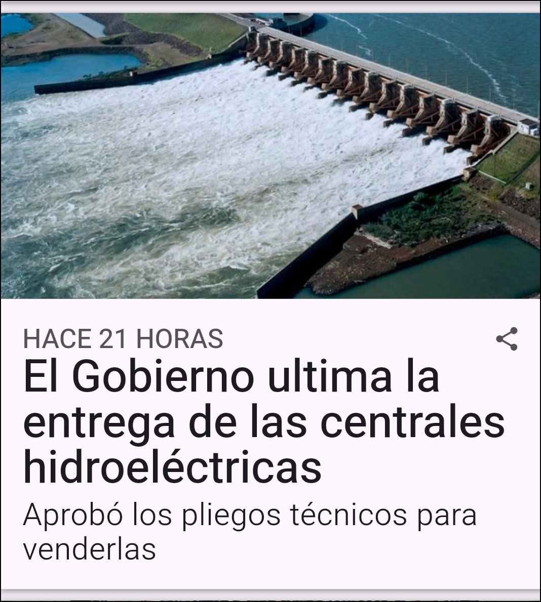 EsterLinaLanzi's tweet image. El gobierno va a entregar los complejos de Alicuará, El Chocón, Cerro Colorado y Piedra del Águila por los próximos 30 años.
Es un retroceso para Argentina, entregar
bienes estratégicos que fueron hechos por el Estado.

Se puede frenar esta concesión?
No pertenecen al presidente.