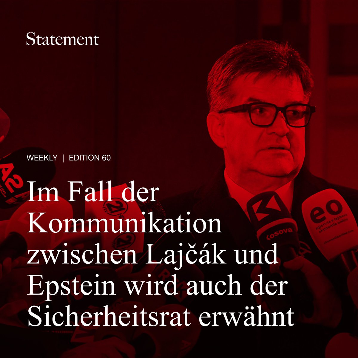 📕Aktuelles Weekly: Fall Epstein📕

Man kann nicht einerseits eine Untersuchung dessen fordern, was Lajčák als Außenminister schreibt, und ihm andererseits als Berater vertrauen, sagt Minister Tomáš Taraba.

Mehr dazu im Artikel: statement.at/1083950