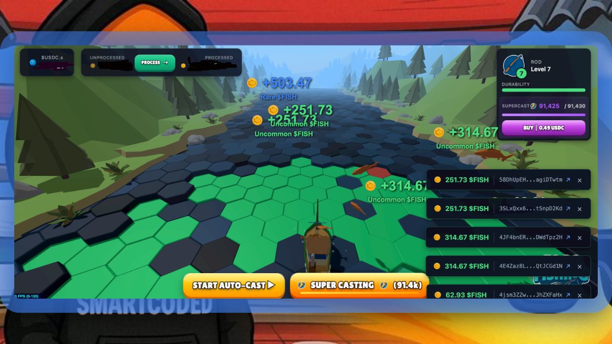 smartcoded's tweet image. I tried out @Fogo Fishing a few hours ago and I want to share my experience with you because it surprised me in a good way.

You already know Fogo launched their public mainnet with no real dApps live yet.
Only the USDC bridge works right now.
So when I saw they opened a private…