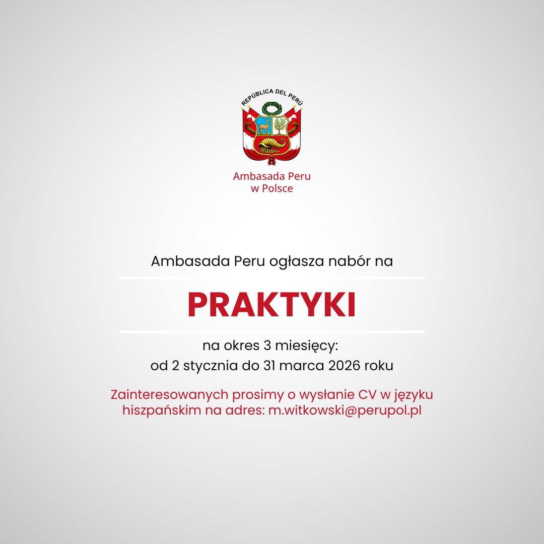 Ambasada Peru w Polsce ogłasza nabór na praktyki! Więcej informacji: 👉linkedin.com/posts/ambasada…