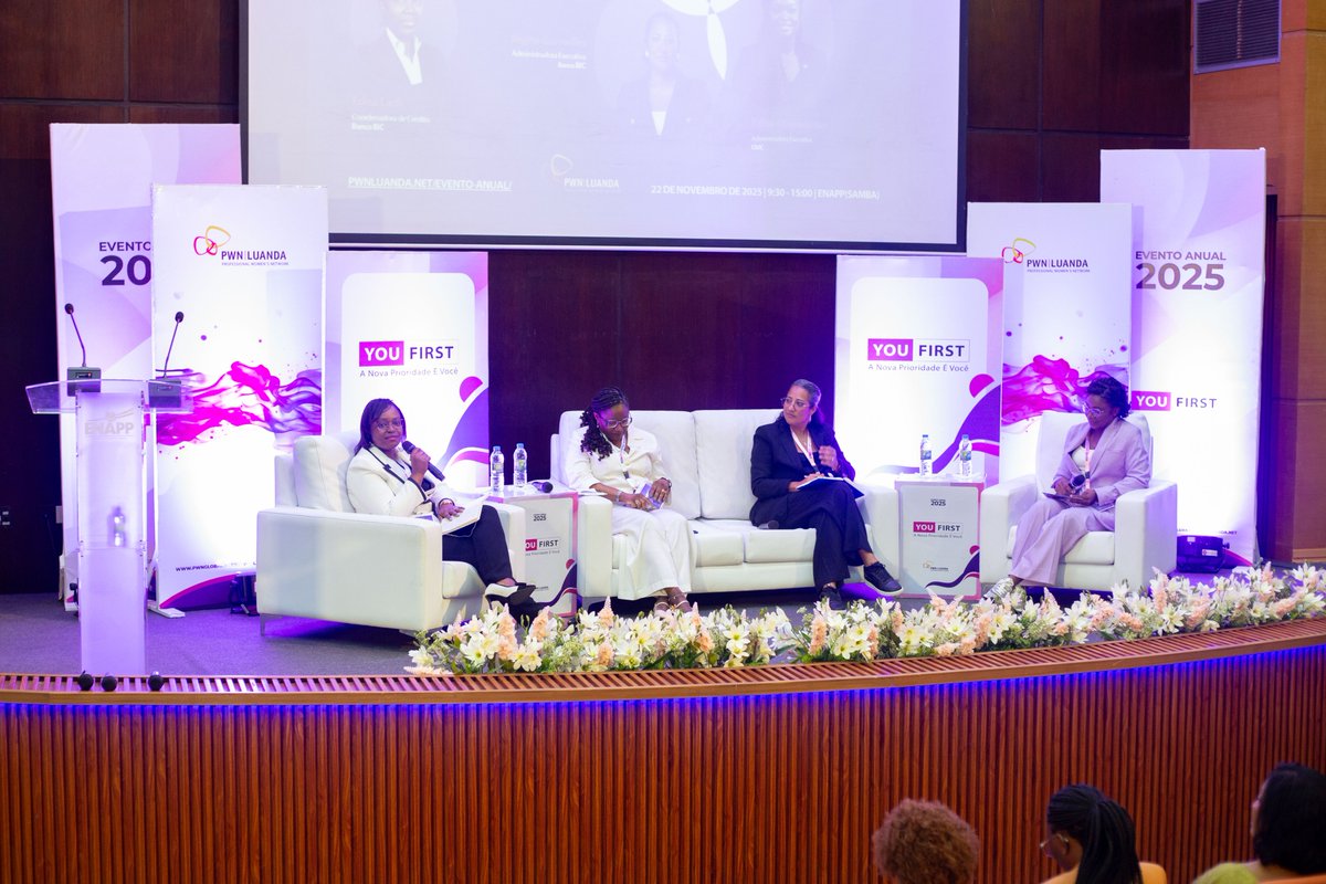 cmc_ao's tweet image. A CMC, representada pela Administradora Executiva Dra. Edna Mascarenhas, participou no 4.º Evento Anual da PWN Luanda, na ENAPP, sob o tema “You First”, reforçando o compromisso da CMC com a liderança feminina, inclusão e bem-estar no sector financeiro.

#Angola #CMC #PWN
