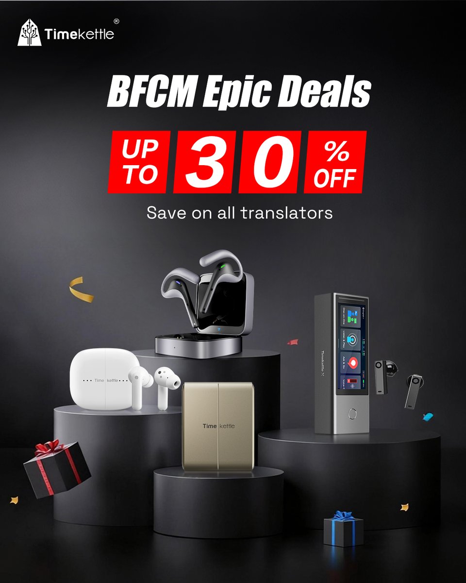 TimekettleTech's tweet image. Black Friday deals that speak your language. 😉
Literally.
Get your Timekettle translator at the lowest price of the year and make every conversation effortless.

#Timekettle #BlackFriday #BlackFridaySale