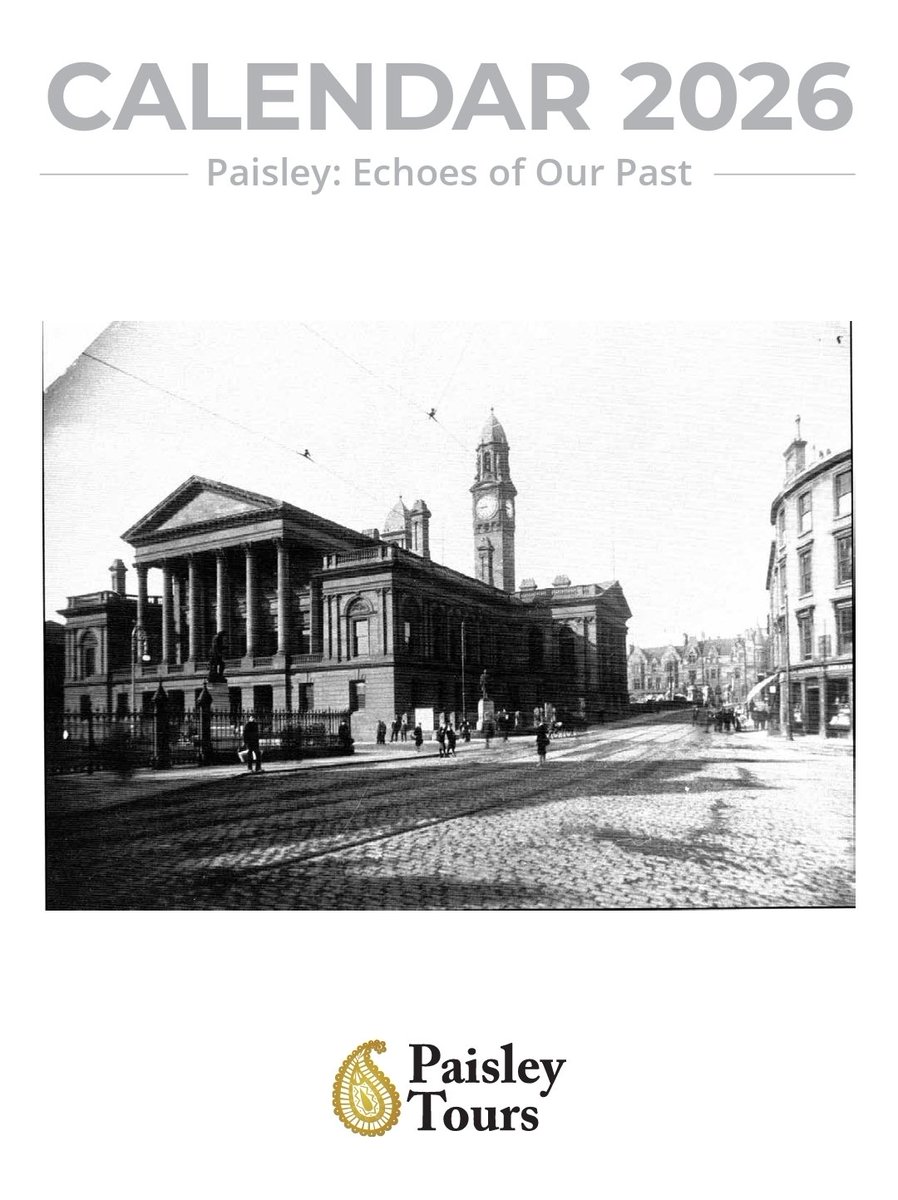 PaisleyHeritage's tweet image. Paisley Tours’ 2026 calendars are now being posted + ready for collection!
Three variants available: The Changing Years, Paisley Rising &amp;amp; Echoes of Our Past.

Posting abroad? Best to order ASAP to allow for delivery times.
A perfect way to celebrate Paisley in 2026!