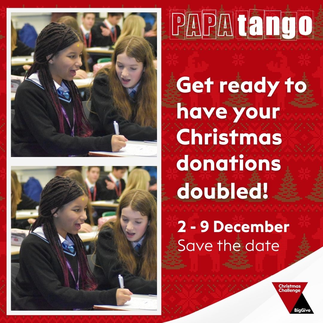 PapatangoTC's tweet image. Our #GoWrite programme helps young people build confidence and creativity through free workshops.

From 2–9 Dec, every donation will be doubled thanks to BeauxArtz — helping us reach even more young writers.

Twice the impact ✨

#BigGive2025 #Papatango