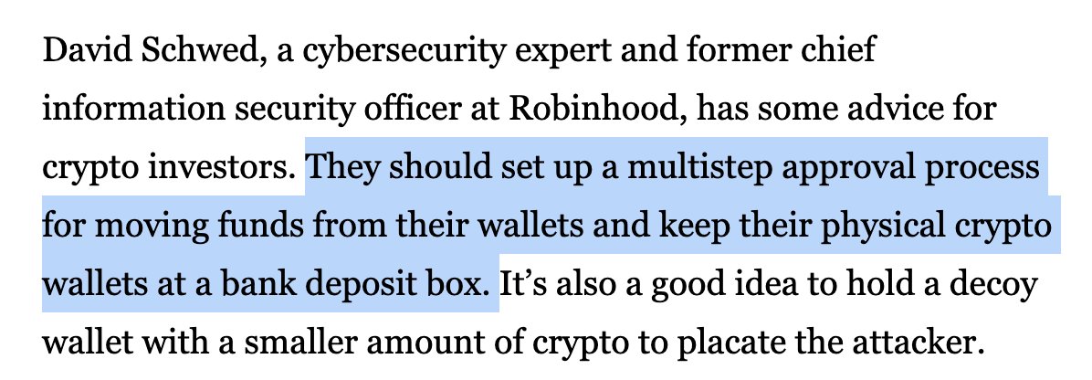 mikulaja's tweet image. The irony of suggesting crypto investors keep their wallets at -- wait for it! -- a bank safe deposit box