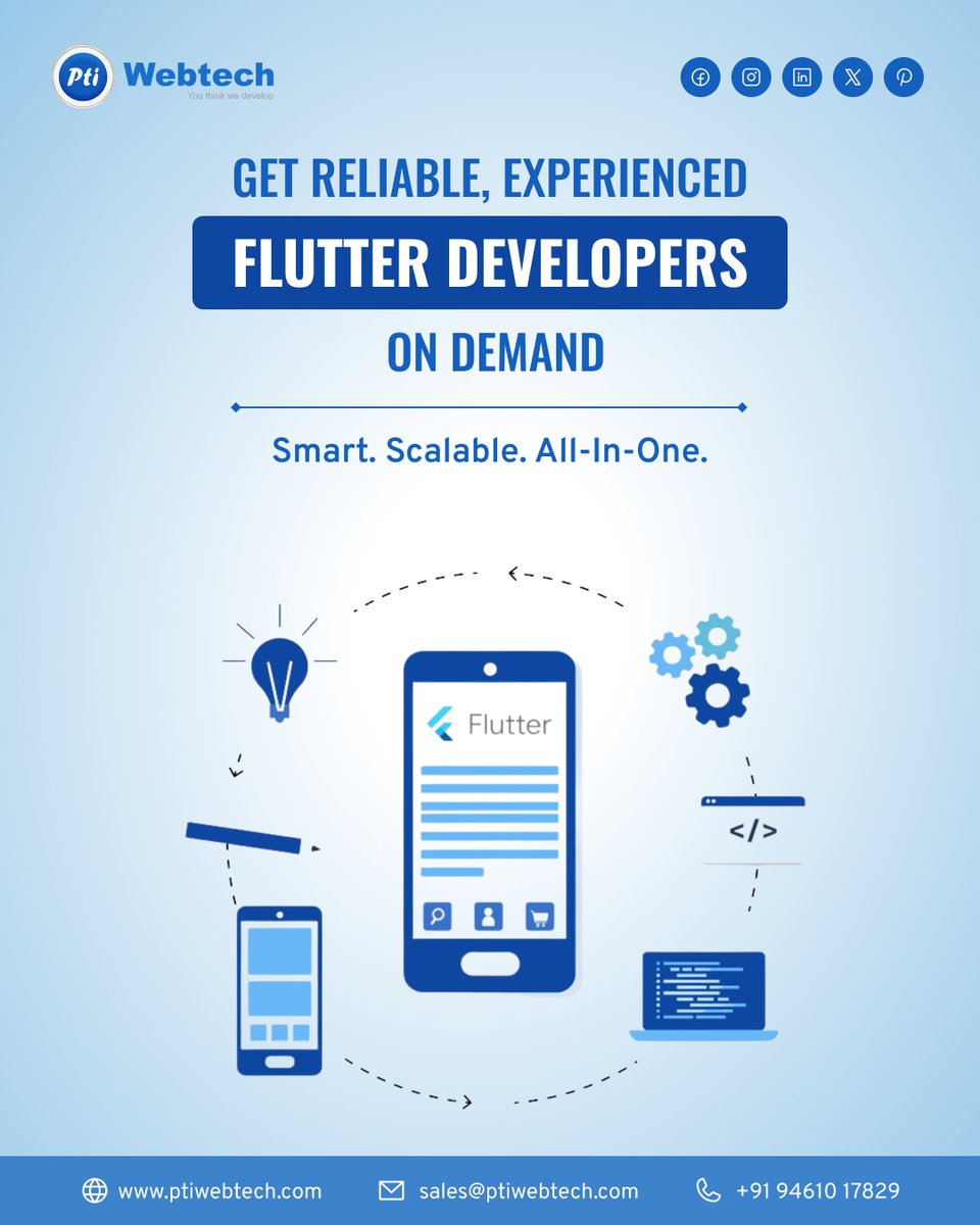 ptiwebtech's tweet image. Looking to accelerate your mobile app development with a single codebase? Partner with PTI WebTech and scale your digital presence with confidence.
🌐 ptiwebtech.com

#FlutterDevelopment #HireFlutterDevelopers #MobileAppDevelopment #CrossPlatformApps #AppDevelopers
