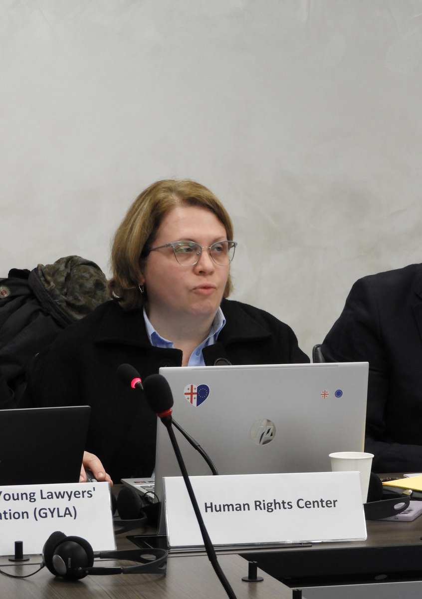 UPRinfo's tweet photo. #PS51 @TlashadzeNino from Human Rights Center raised concerns on restrictions on #CSOs and #HRDs. They urged #Georgia to repeal legislation shrinking civic space, uphold the freedom of association and expression, accountability and investigations into threats or attacks on HRDs. https://t.co/bxDvjrYyDV