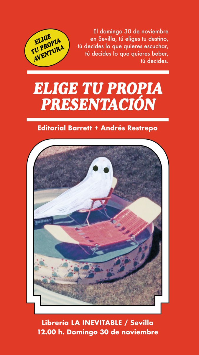 LibrosBarrett's tweet photo. El domingo en Sevilla, un día antes de saber si Andrés Restrepo será el ganador del Premio Tigre Juan, presentaremos su libro de forma muy especial, donde podréis elegir el camino que llevará todo.
Además, si elegís bien, os desvelaremos el catálogo secreto de Barrett para 2026. https://t.co/DFHMfeDwVG