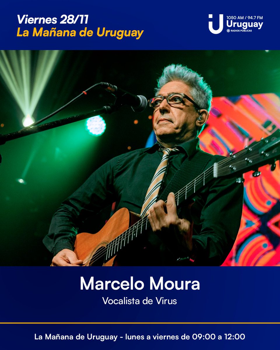 HOY en 𝐋𝐚 𝐌𝐚ñ𝐚𝐧𝐚 𝐝𝐞 𝐔𝐫𝐮𝐠𝐮𝐚𝐲 entrevistamos a:
 
🎙️Marcelo Moura, vocalista de Virus.

🎙️Federico Lecumberry y Mauricio Olivera, coordinadores académicos de la Licenciatura en Ingeniería de Medios.

🎙️ Gustavo Guadalupe, secretario de la Fundación Lolita Rubial.
