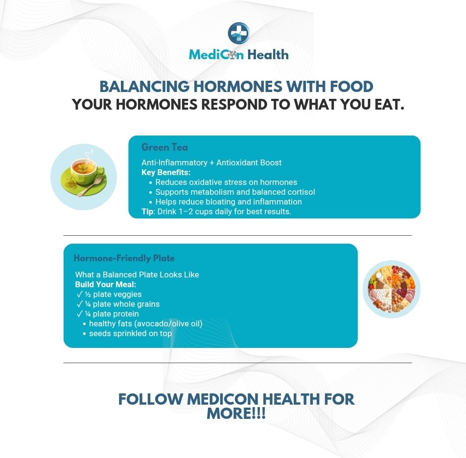 MediConHealth_'s tweet photo. Your hormones don’t just need medicine — they need nourishment. 🥑✨
Here’s how the right foods can help balance your body from within.

#HormoneHealth #MediconHealth #EatForBalance #WomensWellness https://t.co/3GpvFiBcPY