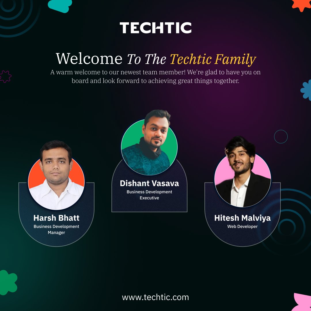 TechticSolution's tweet image. Fresh perspectives. Bold possibilities. ✨

Excited to welcome new talent to Techtic, where creativity meets intelligence and teamwork drives breakthroughs. 🌟

#NewJoinee #TeamGrowth #WelcomeAboard #TeamGoals #CareerJourney #InnovationTogether #TechticSolutions