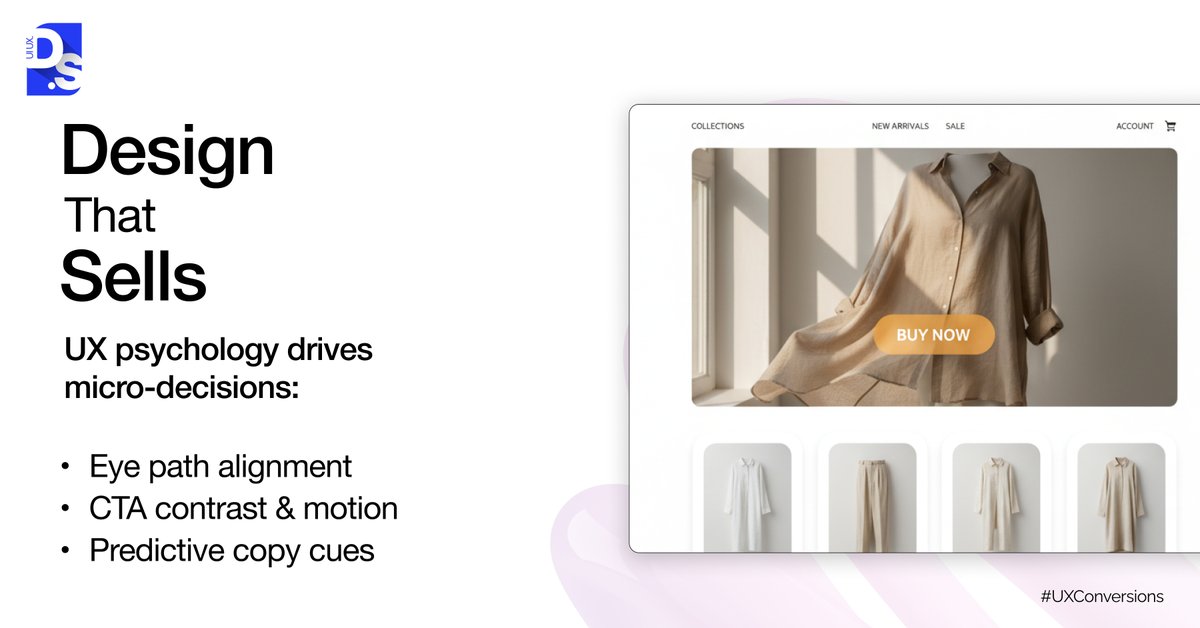 designstudioux's tweet image. The Hidden Power of UX: Turning Clicks into Conversions

Behind every high-performing website lies one secret — UX that sells.

Good design doesn’t just look great; it guides intent, builds trust, and subtly leads users toward conversion. From the first scroll to the final click,…