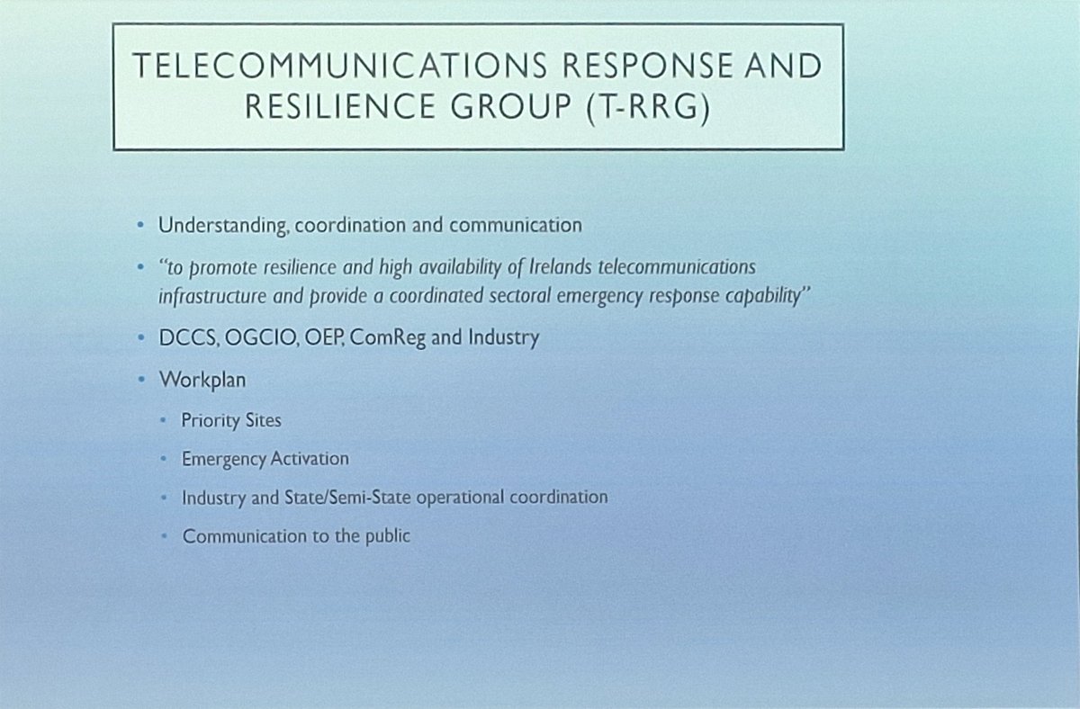 Ronan Daly from <a href="/DeptCEE/">Department of Climate, Energy and the Environment</a> briefs <a href="/emergencymii/">Emergency Management Institute Ireland - EMII</a> members on future preparedness planning for telecoms,  building on lessons learnt from Storm Éowyn.