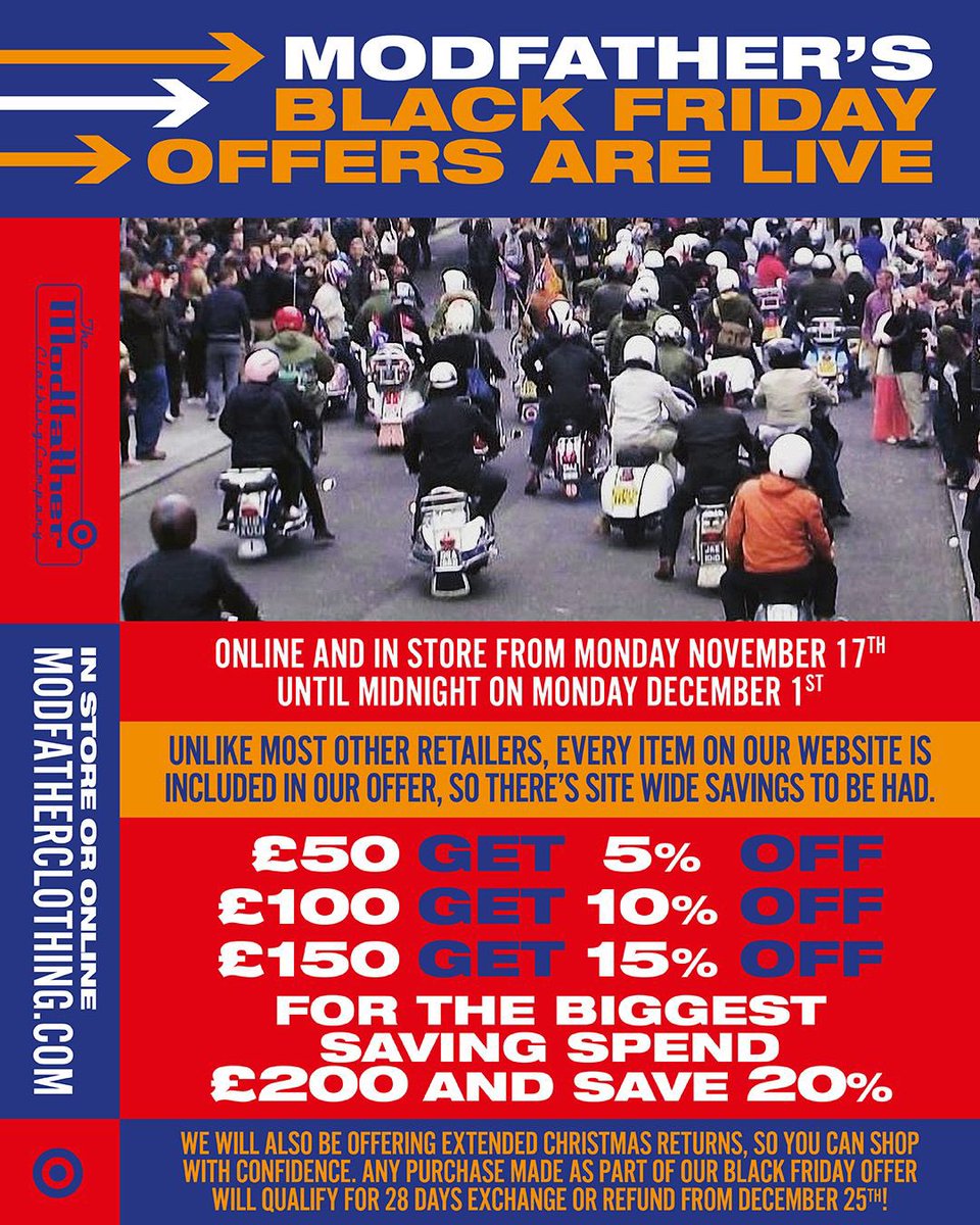 🚨BLACK FRIDAY🚨

EVERY ITEM ON OUR WEBSITE IN STORE AND ONLINE! 

OFFER ENDS 1ST OF DECEMBER 

modfatherclothing.com 

PLZ LIKE &amp; SHARE