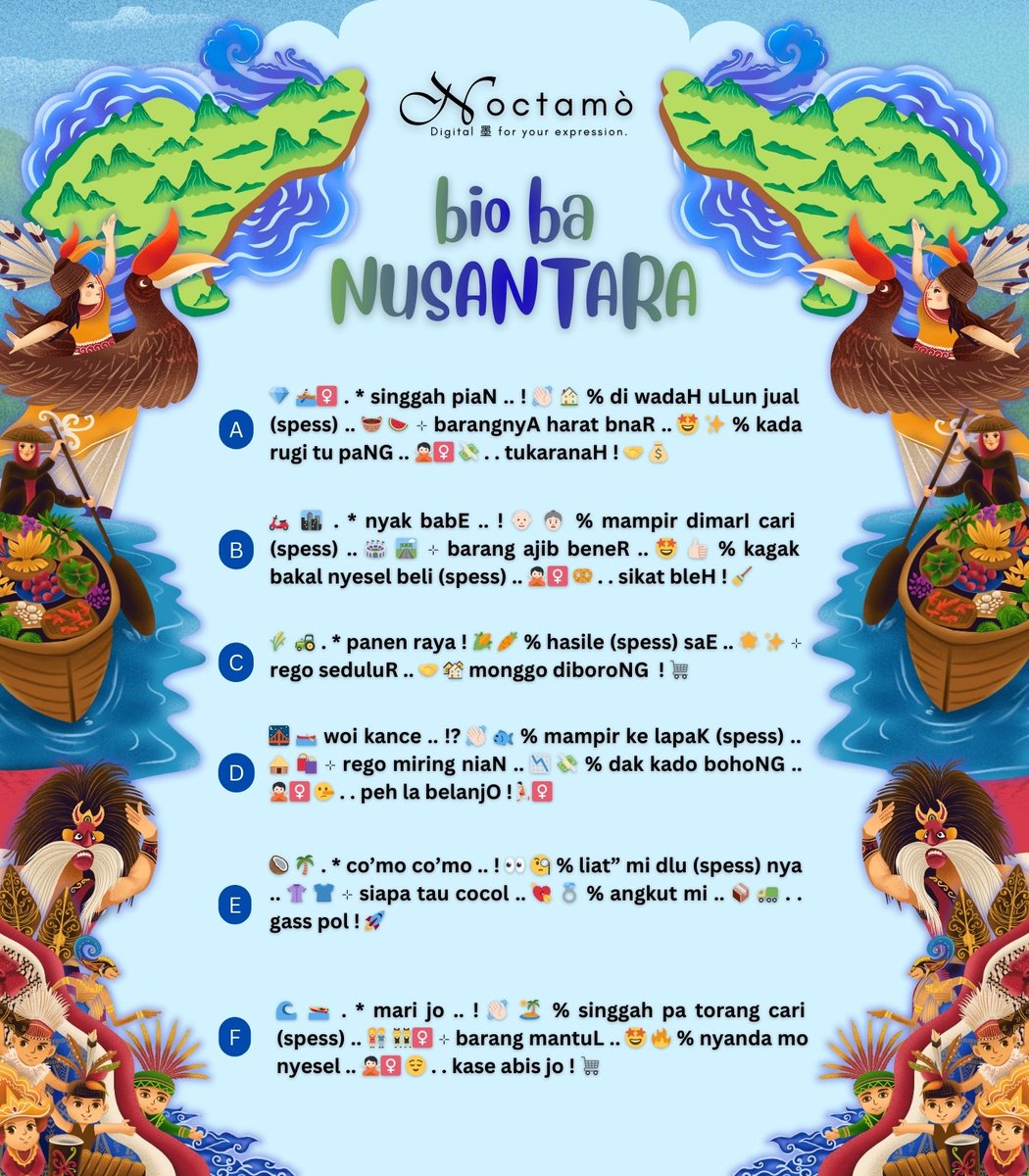 Noctamore's tweet image. ⠀
⠀  ❦ .. help  repost,  merci !  

⠀  #Noctamò  membawa  12  ready  stock  bio  wording  for  BA  tema  ꣑ NUSANTARA ୧ dengan  prici  3.500  untuk  masing - masing  wording  yang  bisa  kamu  jemput  sekarang  juga  melalui  DM  or  tele → bio. ♡

⟨  #zonauang #zonaba  ⟩