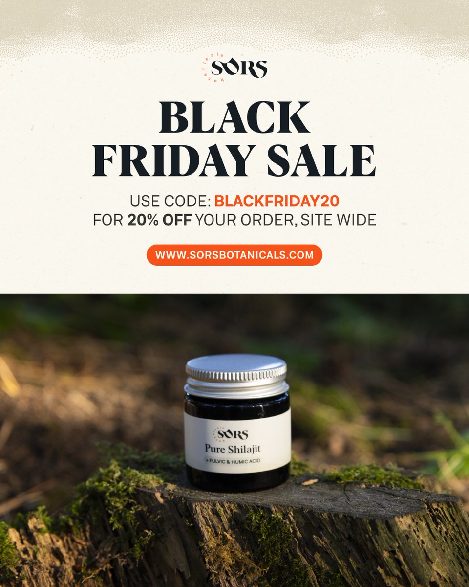 FromSors's tweet image. This Black Friday, enjoy 20% off sitewide with code BLACKFRIDAY20.

Shop the offer now at sorsbotanicals.com 🌿 

#BlackFridayOffer #BlackFridayUK #BlackFridayWellness #BlackFridayDeals #SlowWellness #DailyRituals #ModernWellness #NaturalEnergy #BalancedFocus