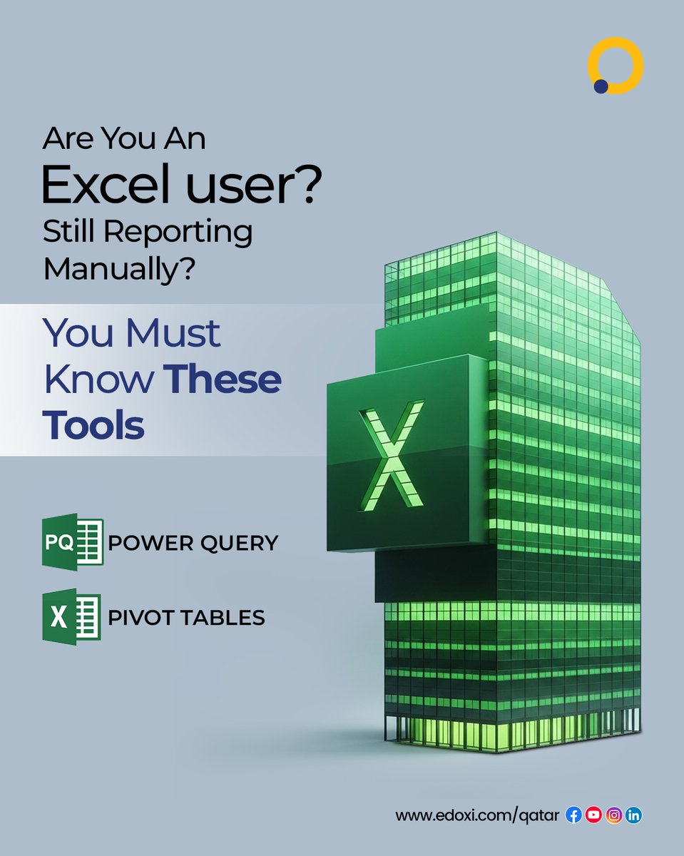 edoxi_official's tweet image. Still reporting manually in Excel? 🚫

Level up with Power Query and Pivot Tables to automate and speed up your work!

Learn more: shorturl.at/ZgbTB

#Excel #PowerQuery #ExcelTips #DataAnalysis #Edoxi