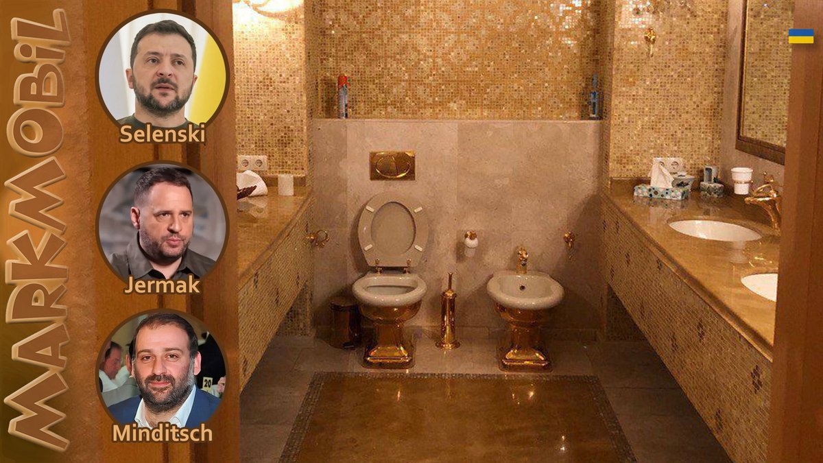 MARKmobilTV's tweet image. 🇺🇦Donnerbalken aus Gold
Heute durchsucht die Polizei das Haus von Präsident Selenski&apos;s rechter Hand Andrij Jermak. Über hundert Millionen sind verschwunden. Selenski&apos;s Finanzverwalter Timur Minditsch ist derweil nach Israel geflohen. In seinem Haus wurde eine goldene Toilette…