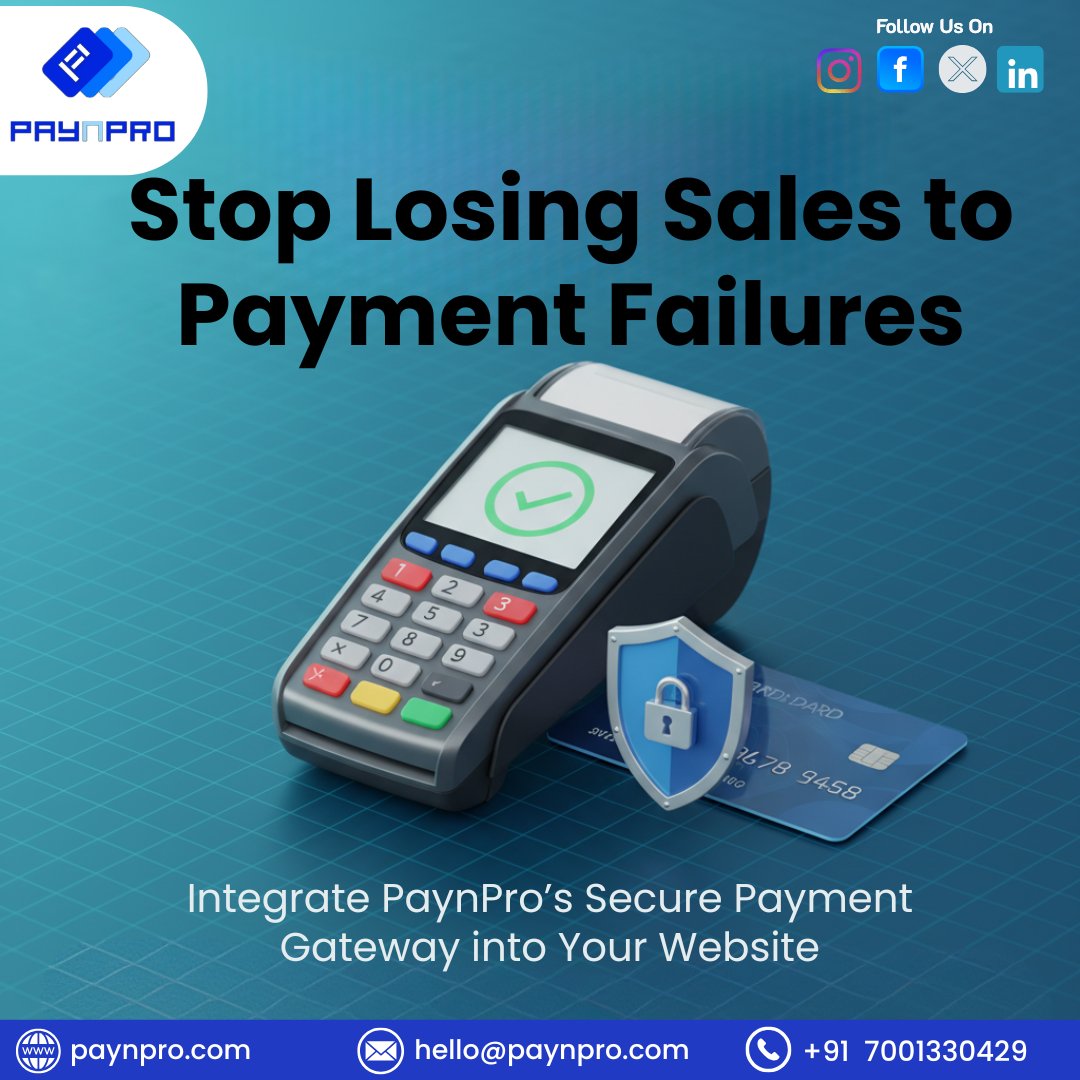 paynpro's tweet image. Payment failures are silently killing your sales.

Upgrade to PaynPro and experience fast, secure &amp;amp; high-success-rate payments that keep your customers buying.

#DigitalPayments #FintechSolutions #PaymentGateway #EcommerceBusiness #BusinessGrowth #SecureTransactions #Paynpro