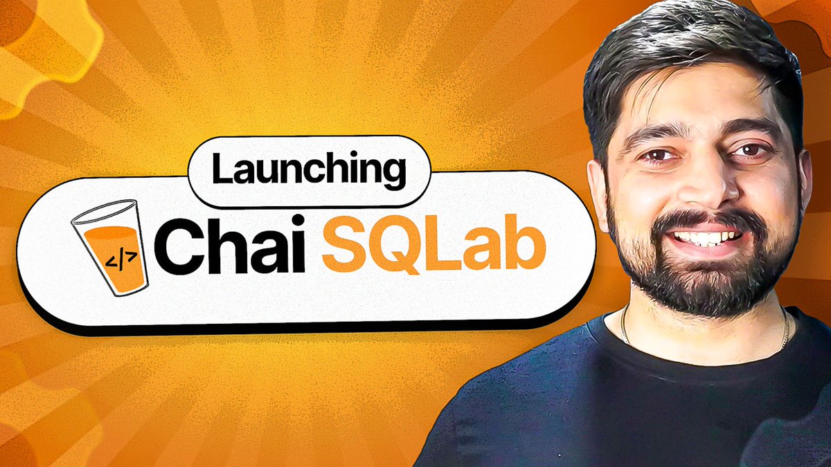 Hiteshdotcom's tweet image. Annoucement
Here is a platform to practice SQL for free. Everything in the browser with exact lessons to practice.
Chai le aao and sql practice kr lo ji. BTW, video b aa gya h chaicode YT pe