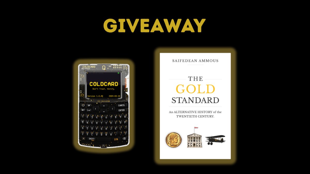 saifedean's tweet image. To celebrate the launch of The Gold Standard, I’ve partnered with @coinkite for a special giveaway. For the chance to win a COLDCARD Q and a copy of my new book:
• Like
• Repost
• Follow @COLDCARDwallet 

Winner will be selected on Monday (1 December).