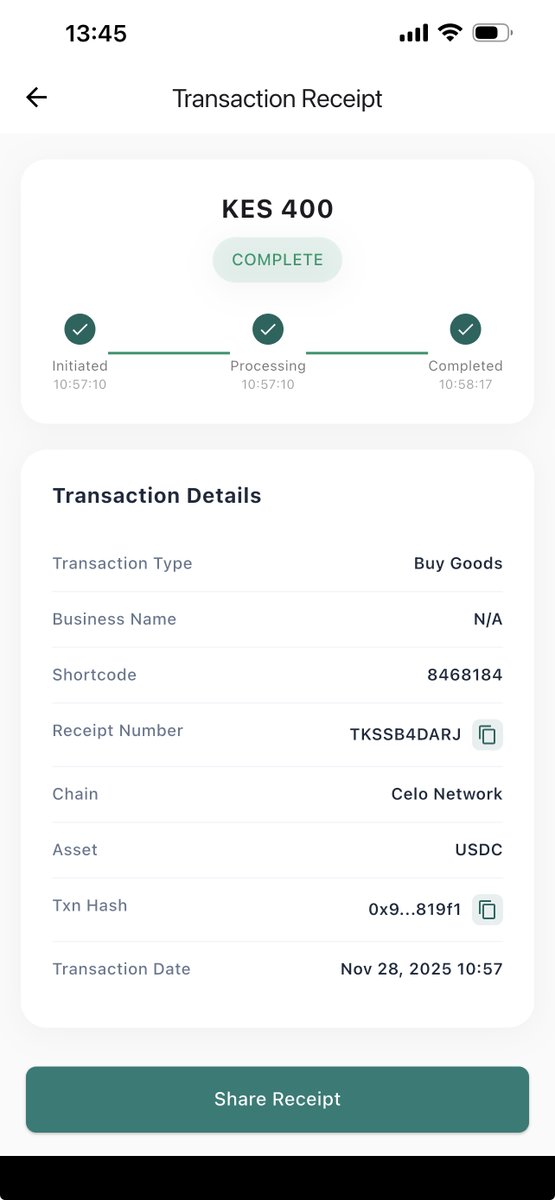 Paid for my car wash using my #USDC balance on Celo, next is fueling.