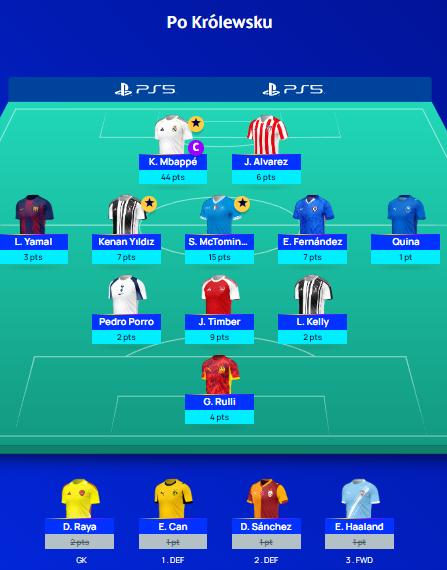MD5 100 pts OR: 51k-&gt;20k #UCLFantasy
100 broke thanks to Mbappe, but he’s 70%, so I don't owe my green arrow to him. My hero was McTominay. That differential paid off perfectly.
It could have been a better matchday, of course (Can, Yildiz, and Haaland 🪑), but I'm not complaining