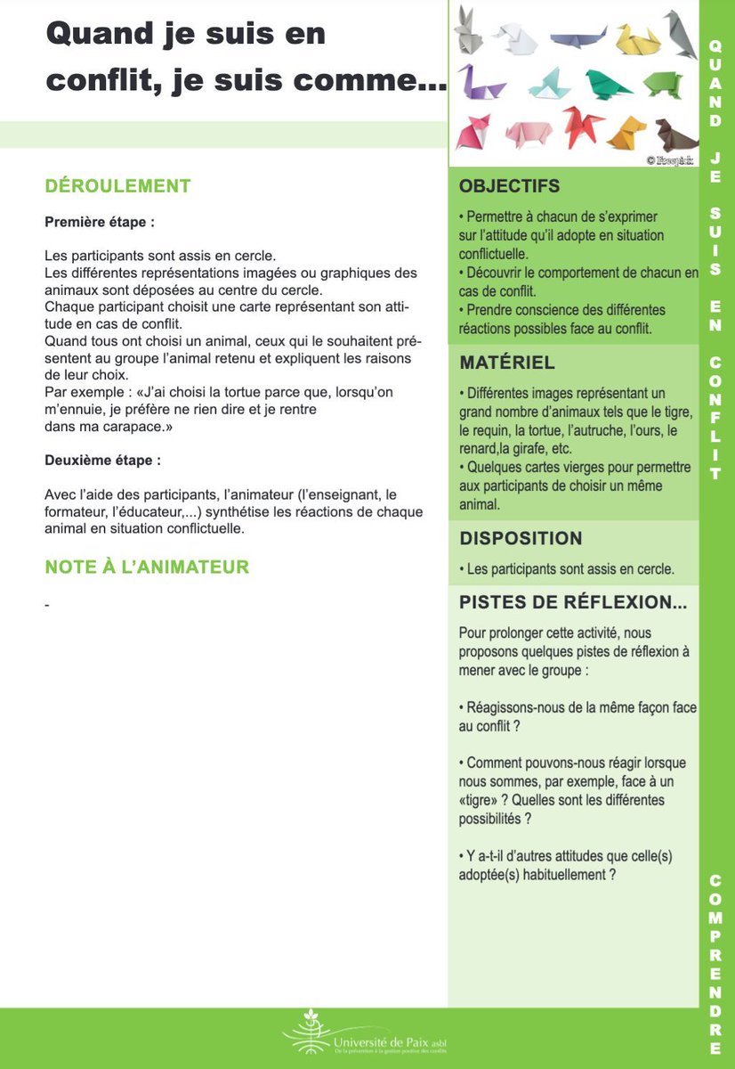 [Pépite 💎]L’Université de Paix propose + 4️⃣0️⃣ activités ludiques pour développer l’#écoute, la #coopération et la résolution pacifique des #conflits à l’école. 
Chaque activité est une opportunité de construire un climat de confiance et d’inclusion 🚀
📎 media.licdn.com/dms/document/m…
