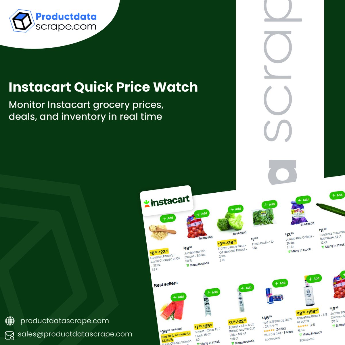 ProductScrape's tweet image. 🛒 Instacart Quick Price Watch

Real-time Instacart price, deal &amp;amp; #InventoryTracking across the USA, UK &amp;amp; India — powered by #WebScraping.

🔗 productdatascrape.com/web-scraping-i…

#InstacartData #QuickCommerce #PriceTracking #GroceryData #DataScraping #MarketIntelligence
