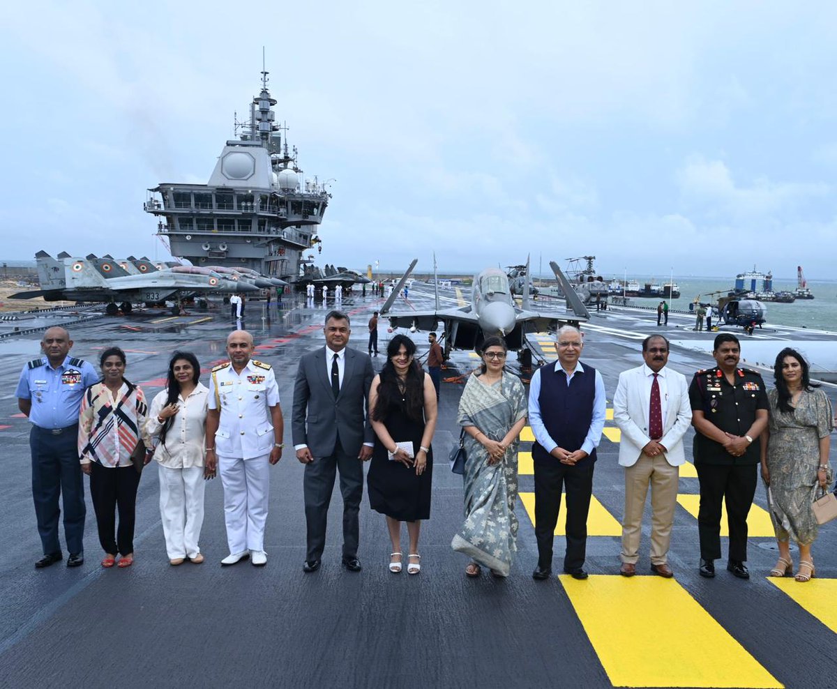 Defencematrix1's tweet image. India’s indigenous aircraft carrier INS Vikrant, along with INS Udaygiri, is representing the Indian Navy at the International Fleet Review 2025 being hosted by the Sri Lankan Navy in Colombo from 27-29 Nov.

PS: This visit marks the maiden overseas deployment of both the ships