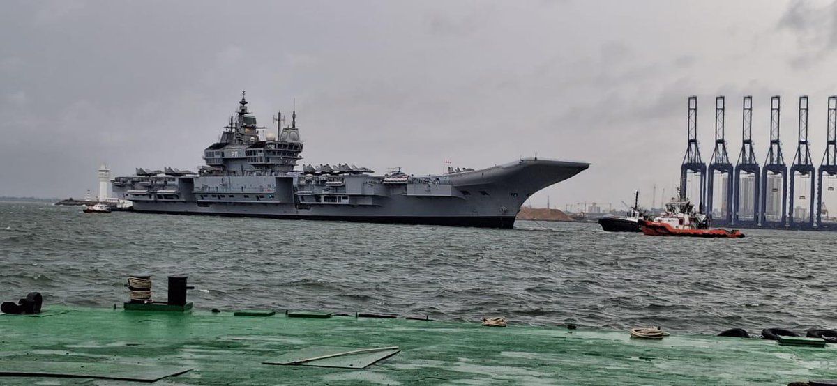 Defencematrix1's tweet image. India’s indigenous aircraft carrier INS Vikrant, along with INS Udaygiri, is representing the Indian Navy at the International Fleet Review 2025 being hosted by the Sri Lankan Navy in Colombo from 27-29 Nov.

PS: This visit marks the maiden overseas deployment of both the ships