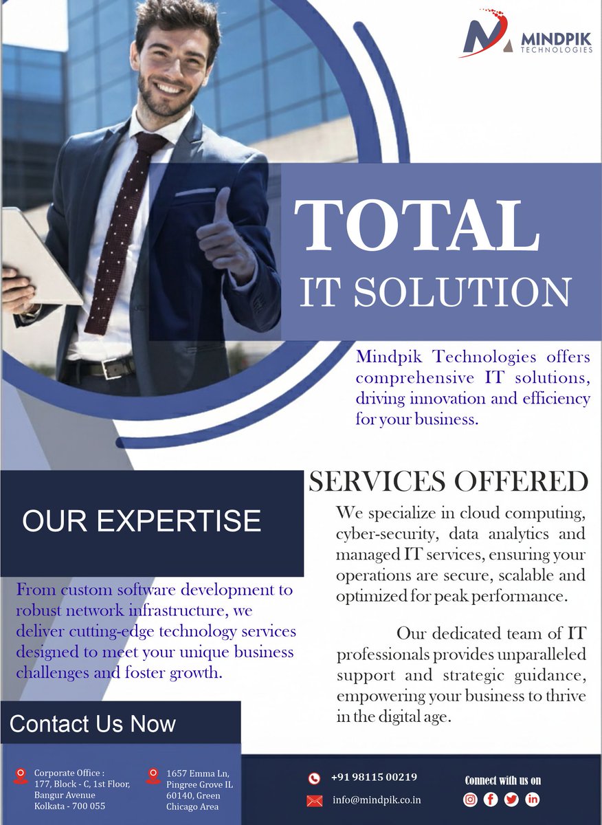 MindpikTech's tweet image. Ready to future-proof your business?
🚀 Mindpik Technologies offers the Total IT Solution you need—from robust cybersecurity to scalable cloud services. We&apos;re your partners in digital transformation!

#TotalITSolution #MindpikTechnologies #ITServices #DigitalTransformation