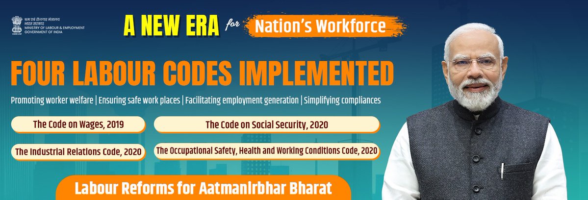 MidhaniLtd's tweet image. The new Labour Codes mark a significant leap toward simplified, fair and future-ready labour governance. A balanced framework that empowers both employers and workers. A milestone in India’s reform agenda. #NewLabourCodes #ReformForGrowth