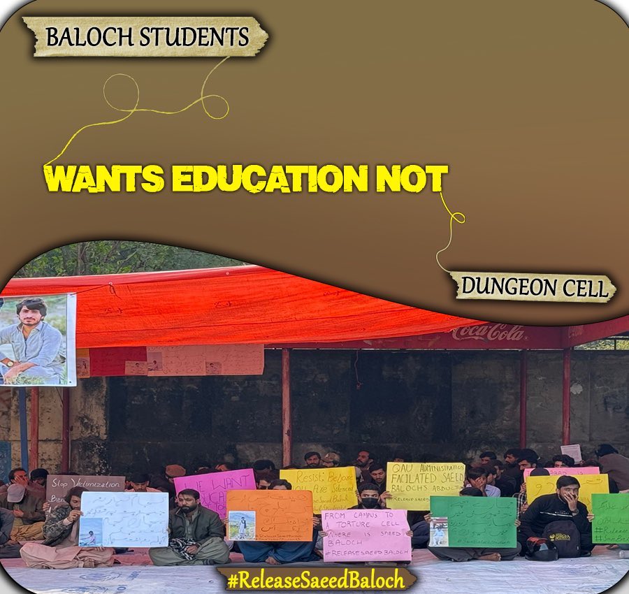 gazabaink's tweet image. Baloch students deserve books, not fear. Education is a right, not a threat.
Baloch students Wants Education not Dungeons Cell
#ReleaseSaeedBaloch 
#endenforcedDisappearnces 
#SaveBalochStudents
