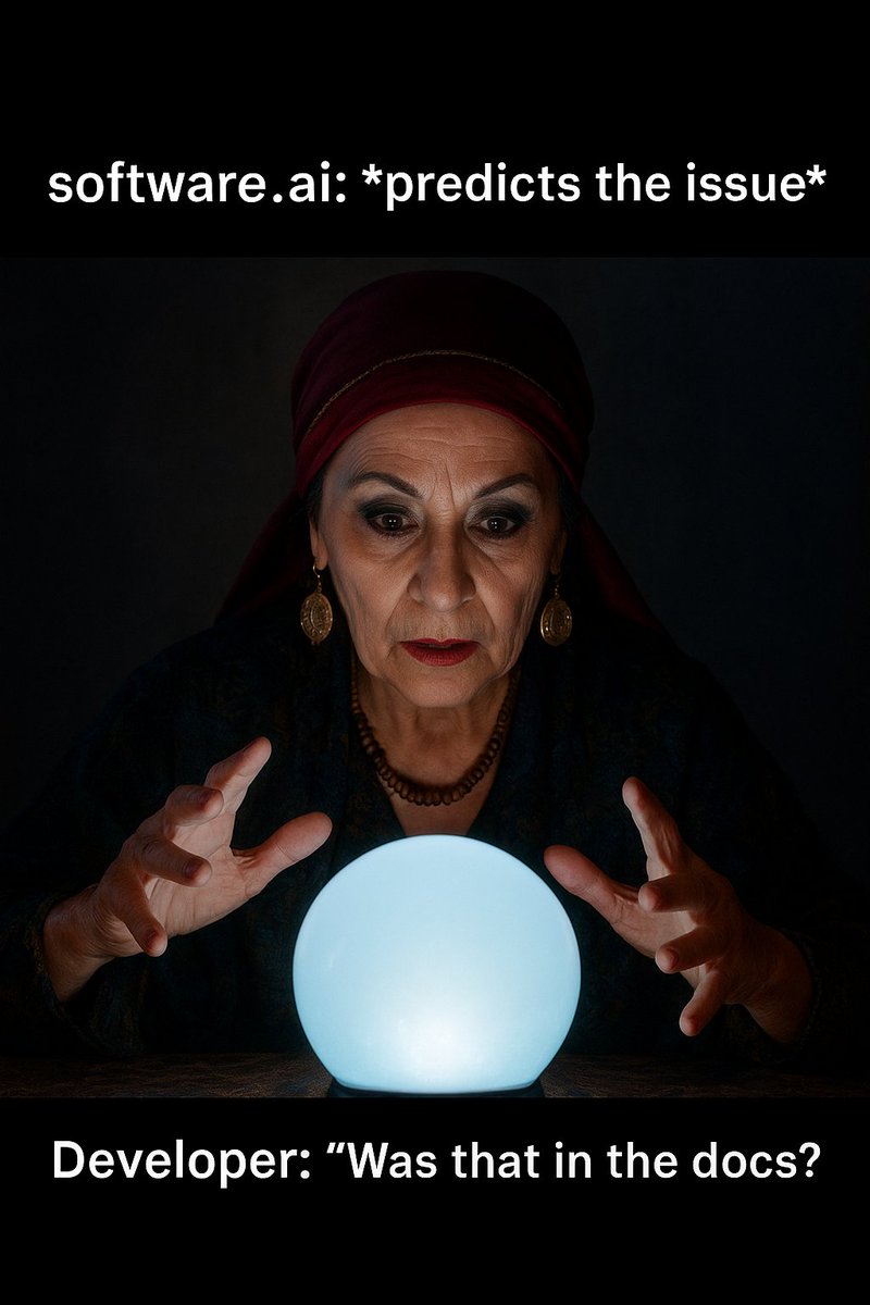 inferin94203's tweet image. If your AI doesn’t scare you a little… it’s probably just a chatbot.
Real AI should find bugs you didn’t even know existed.
 #AI #softwareAI #DevHumor #Tech software.ai
#DevLife
@domaprotocol