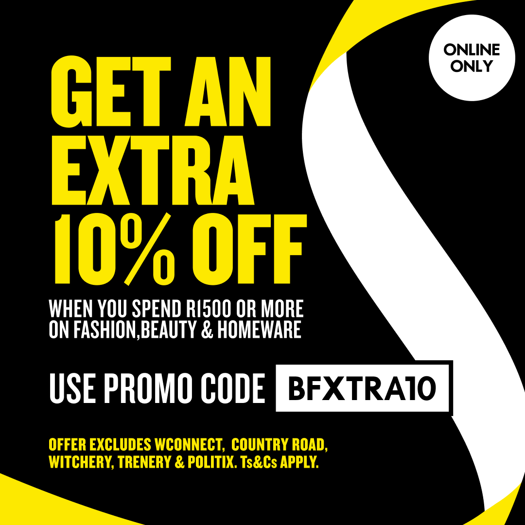 For today only! 🚨

We’ve got something for everyone, get an extra 10% off when you spend R1500 or more on fashion, beauty &amp; home.

Hurry or you’ll miss out. Ts &amp; Cs apply

Shop the deal now: brnw.ch/21wXTXo